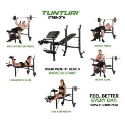 Banco de Pesas WB40 Compact Width Weight Bench Tunturi - Ideal para Musculación y Entrenamiento -Running comercio banco de pesas wb40 compact width weight bench tunturi 2