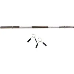 OZIO FITNESS Barra Maciza Cromada 30mm con Juego de Fijación de Cierre de Muelle - Ideal para Musculación