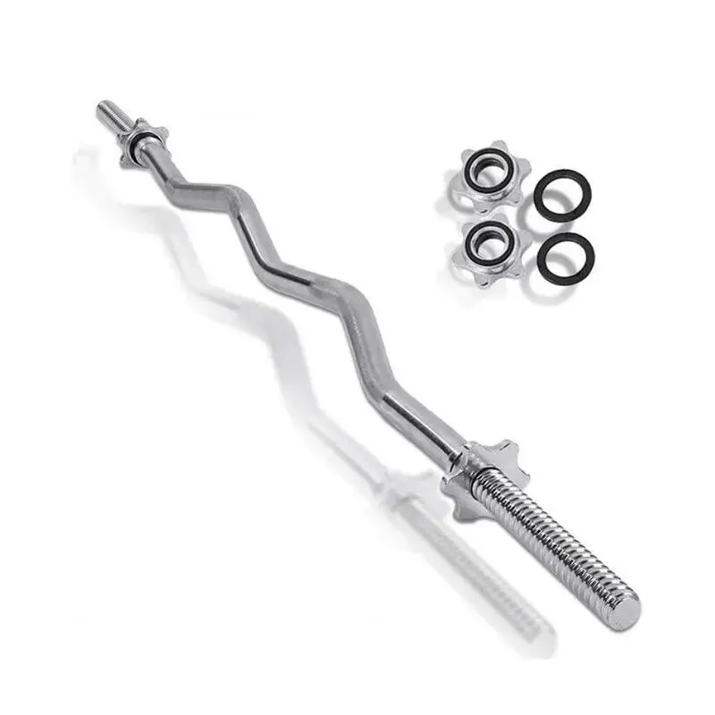 Barra Olímpica Curl 150cm De 25mm FITNESS TECH con 2 Seguros de Tuerca