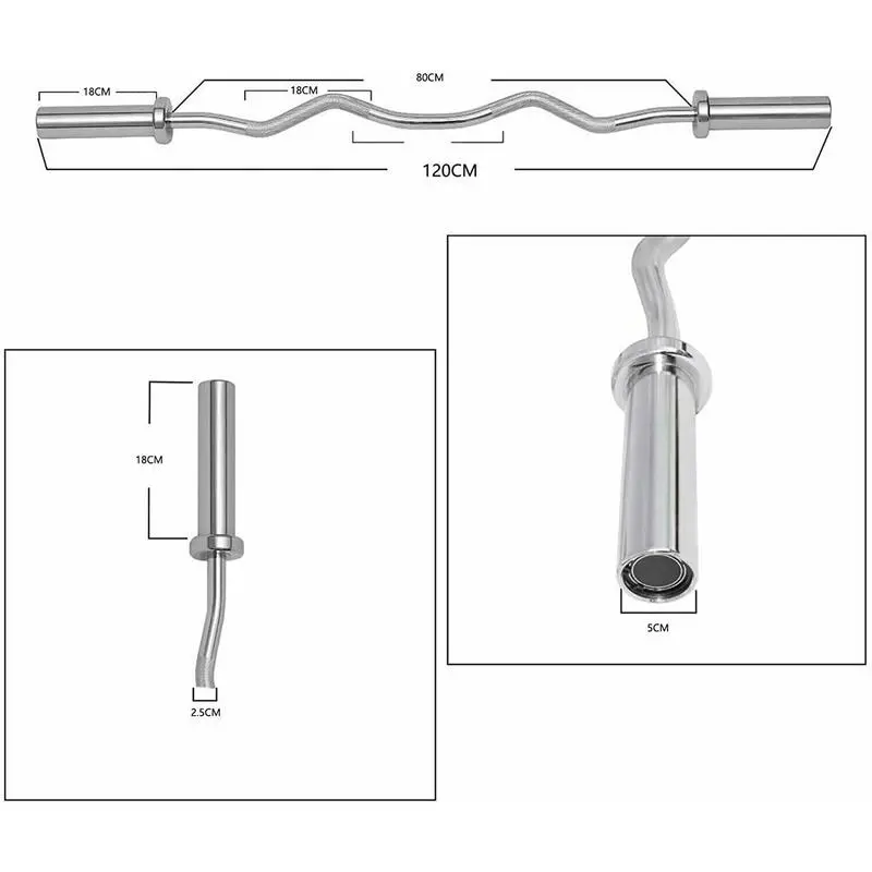 Barra Pesas Curl Z Fitness 6.5 Kg - 120 Cm - 50 Mm Cromada Alta Carga | OZIO FITNESS 4 Barra Pesas Curl Z Fitness 6.5 Kg - 120 Cm - 50 Mm Cromada Alta Carga | OZIO FITNESS - Imagen 2