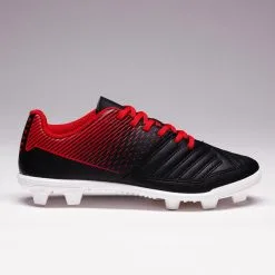 Botas De Fútbol Kipsta Agility 100 FG Niños Negro Rojo - Calzado Deportivo para Terreno Firme -Running comercio botas de futbol kipsta agility 100 fg nios negro rojo 1