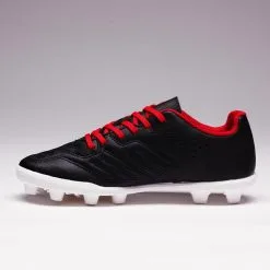 Botas De Fútbol Kipsta Agility 100 FG Niños Negro Rojo - Calzado Deportivo para Terreno Firme -Running comercio botas de futbol kipsta agility 100 fg nios negro rojo 2