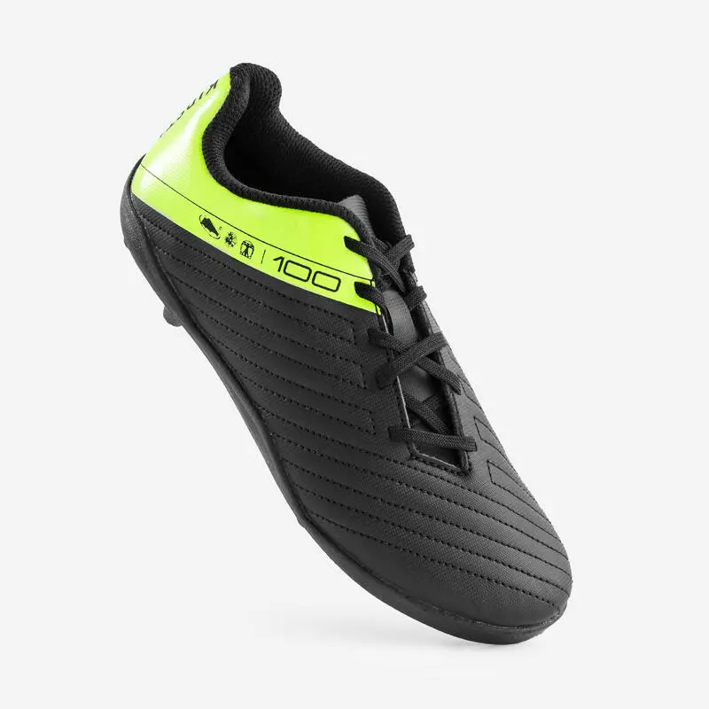 Kipsta Botas de Fútbol para Niño con Cordones 100 FG - Negro y Amarillo 6 Kipsta Botas de Fútbol para Niño con Cordones 100 FG - Negro y Amarillo - Imagen 4