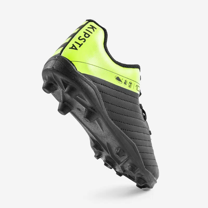 Kipsta Botas de Fútbol para Niño con Cordones 100 FG - Negro y Amarillo 7 Kipsta Botas de Fútbol para Niño con Cordones 100 FG - Negro y Amarillo - Imagen 5