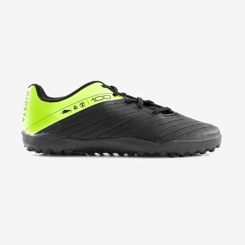 Kipsta Botas de Fútbol Niño con Cordones 100 Turf TF Negro y Amarillo - Calzado Deportivo para Niños 4 Kipsta Botas de Fútbol Niño con Cordones 100 Turf TF Negro y Amarillo - Calzado Deportivo para Niños - Imagen 2