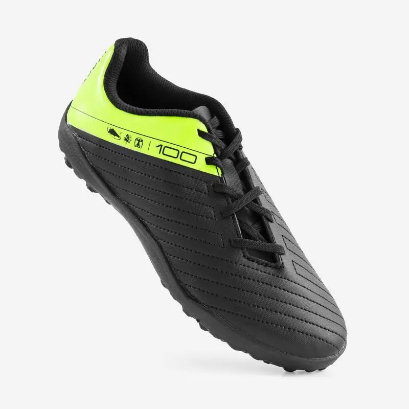 Kipsta Botas de Fútbol Niño con Cordones 100 Turf TF Negro y Amarillo - Calzado Deportivo para Niños 6 Kipsta Botas de Fútbol Niño con Cordones 100 Turf TF Negro y Amarillo - Calzado Deportivo para Niños - Imagen 4