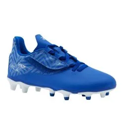 Kipsta Botas de Fútbol Niño Viralto I Easy FG Azul y Blanco - Tira Autoadherente