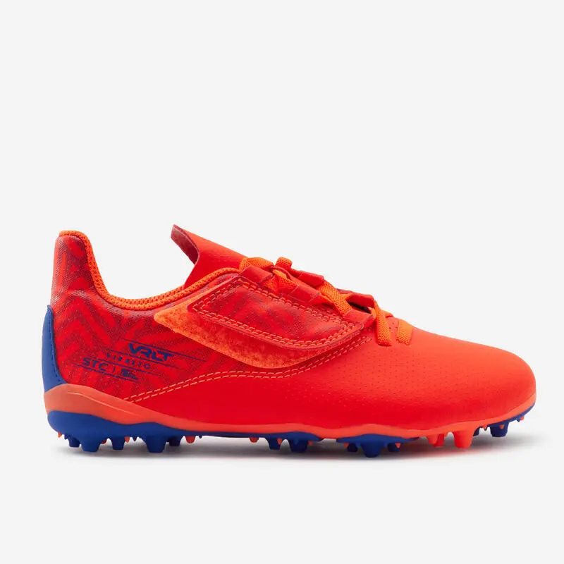 Kipsta Botas de Fútbol para Niño con Tira Autoadherente Viralto I Easy MG/AG - Naranja y Azul 4 Kipsta Botas de Fútbol para Niño con Tira Autoadherente Viralto I Easy MG/AG - Naranja y Azul - Imagen 2