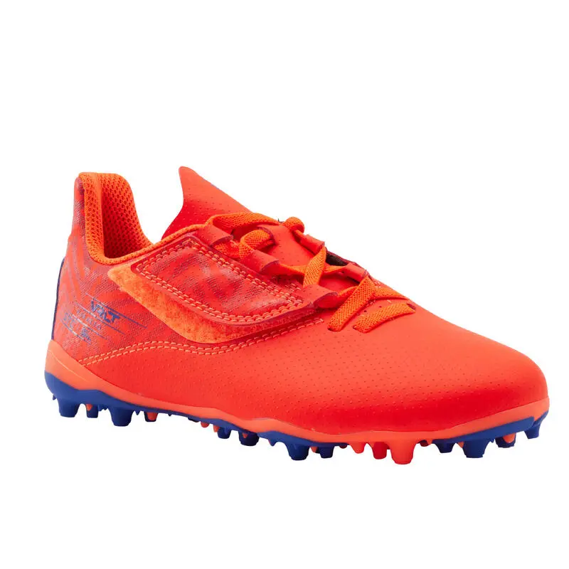 Kipsta Botas de Fútbol para Niño con Tira Autoadherente Viralto I Easy MG/AG - Naranja y Azul 3 Kipsta Botas de Fútbol para Niño con Tira Autoadherente Viralto I Easy MG/AG - Naranja y Azul