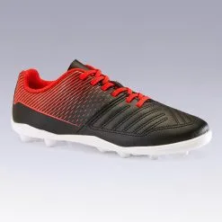 Botas De Fútbol Niños Kipsta Agility 100 FG Negro Rojo - Calzado Deportivo para Terreno Firme -Running comercio botas de futbol nios kipsta agility 100 fg negro rojo 1