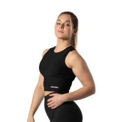 Camiseta Canalada V2 Con Cuello Alto Fitness Negra - AESTHETIC WOLF -Running comercio camiseta canalada v2 con cuello alto fitness negra 2