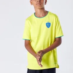 Camiseta De Fútbol Brasil Niños Kipsta F100 2022 - Equipación Oficial -Running comercio camiseta de futbol brasil nios kipsta f100 2022 3