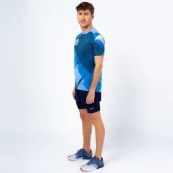 Camiseta De Manga Corta Running Hombre - Poliéster Reciclado TRR Azul Claro | THE RUNNING REPUBLIC -Running comercio camiseta de manga corta running de poliester reciclado hombre trr azul claro 1