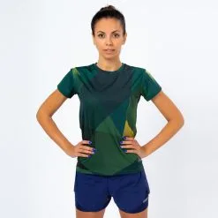 Camiseta De Manga Corta Running Poliéster Reciclado Mujer TRR Verde Y Azul - THE RUNNING REPUBLIC