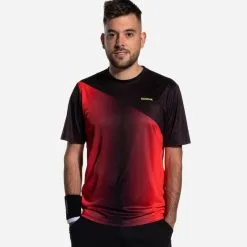 Camiseta De Pádel Manga Corta Transpirable Hombre Kuikma 500 Gris Negro - Ropa Deportiva de Alta Calidad -Running comercio camiseta de padel de manga corta transpirable hombre 500 rojo negro