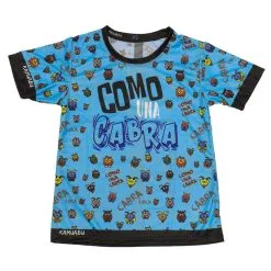 Camiseta de Running #ComoUnaCabra para Mujer - KAMUABU Azul 110grs
