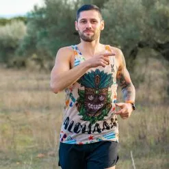 Camiseta de Running #SANDBEACH para Hombre - KAMUABU Color Arena de Tirantes -Running comercio camiseta de running sandbeach para hombre kamuabu color arena de tirantes 3