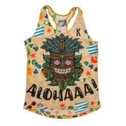 Camiseta de Running #SANDBEACH para Mujer - KAMUABU Color Arena de Tirantes