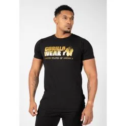 Camiseta de Musculación Manga Corta para Hombre - GORILLA WEAR Classic Negro -Running comercio camiseta musculacion manga corta algodon hombre gorilla wear classic negro 5