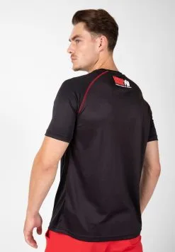 Camiseta de Musculación Manga Corta para Hombre GORILLA WEAR Performance Negro Rojo -Running comercio camiseta musculacion manga corta hombre gorilla wear performance negro rojo 1