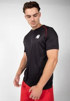 Camiseta de Musculación Manga Corta para Hombre GORILLA WEAR Performance Negro Rojo -Running comercio camiseta musculacion manga corta hombre gorilla wear performance negro rojo 3