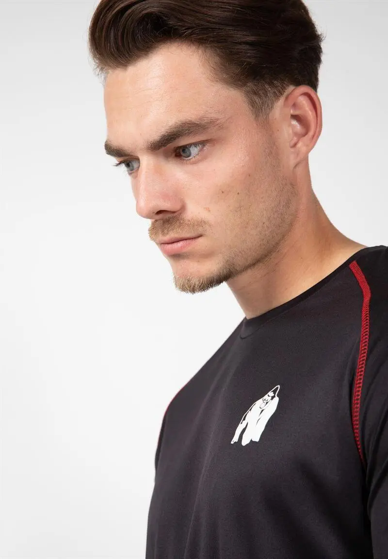 Camiseta Musculación Manga Corta Hombre GORILLA WEAR Performance Negro Rojo - Ropa Deportiva de Alta Calidad 7 Camiseta Musculación Manga Corta Hombre GORILLA WEAR Performance Negro Rojo - Ropa Deportiva de Alta Calidad - Imagen 5