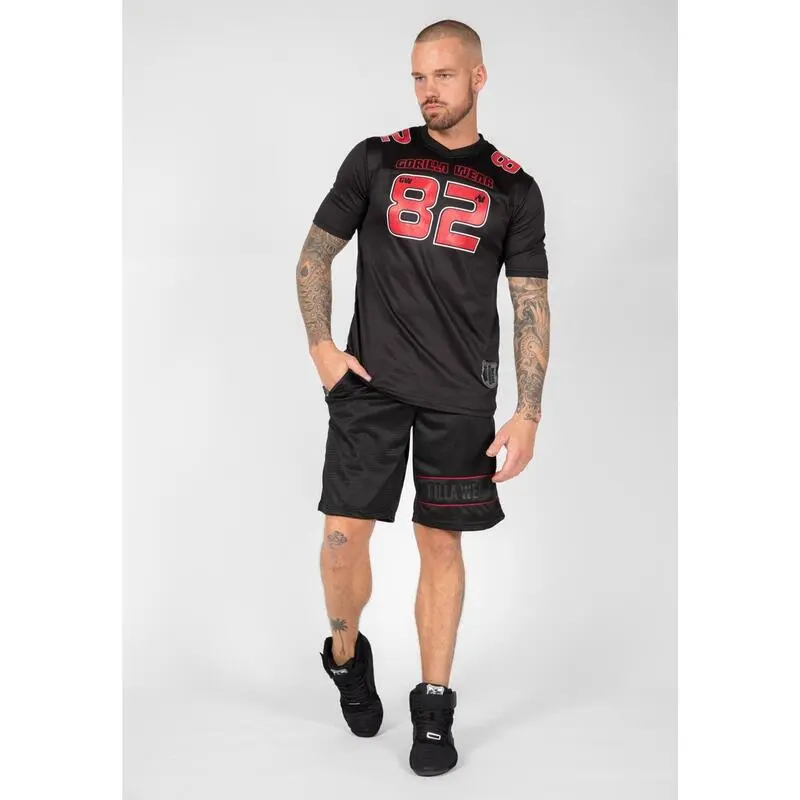 Camiseta Musculación Manga Corta Poliéster Hombre GORILLA WEAR Fresno Negro Rojo - Ropa Deportiva 5 Camiseta Musculación Manga Corta Poliéster Hombre GORILLA WEAR Fresno Negro Rojo - Ropa Deportiva - Imagen 3
