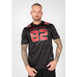 Camiseta Musculación Manga Corta Poliéster Hombre GORILLA WEAR Fresno Negro Rojo - Ropa Deportiva