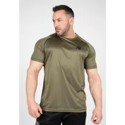 Camiseta de Musculación Manga Corta para Hombre GORILLA WEAR Performance Negro Rojo -Running comercio camiseta musculacion manga corta poliester hombre gorilla wear performance verde