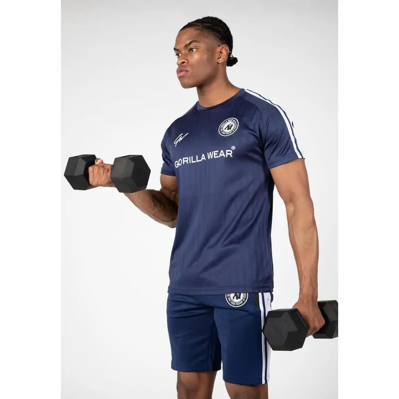 Camiseta de Musculación Manga Corta Poliéster para Hombre - GORILLA WEAR Stratford Azul 6 Camiseta de Musculación Manga Corta Poliéster para Hombre - GORILLA WEAR Stratford Azul - Imagen 4