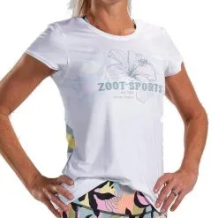 Camiseta Running Manga Corta Transpirable Mujer ZOOT LTD TEE Blanco - Ligera y Cómoda