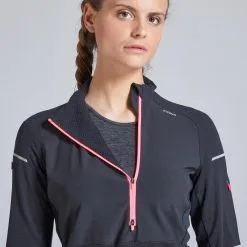 Camiseta Running Manga Larga con Cremallera para Mujer Kiprun Warm - Negro Coral -Running comercio camiseta running manga larga cremallera mujer kiprun warm negro coral 4