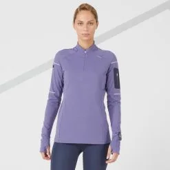 Camiseta Running Térmica Mujer Kiprun Warm Light Morada - Técnica y Ligera