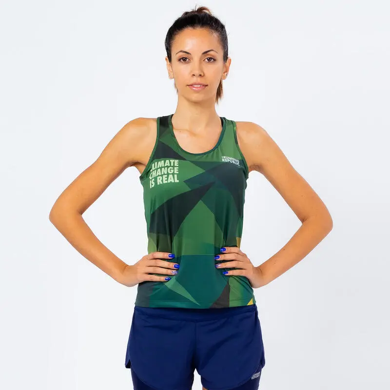 Camiseta Sin Mangas Running De Poliéster Reciclado Mujer TRR Azul Y Verde | THE RUNNING REPUBLIC 3 Camiseta Sin Mangas Running De Poliéster Reciclado Mujer TRR Azul Y Verde | THE RUNNING REPUBLIC