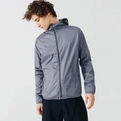 Chaqueta Cortavientos Running Hombre Perlante Kalenji Run Rain Gris - Ligera y Transpirable