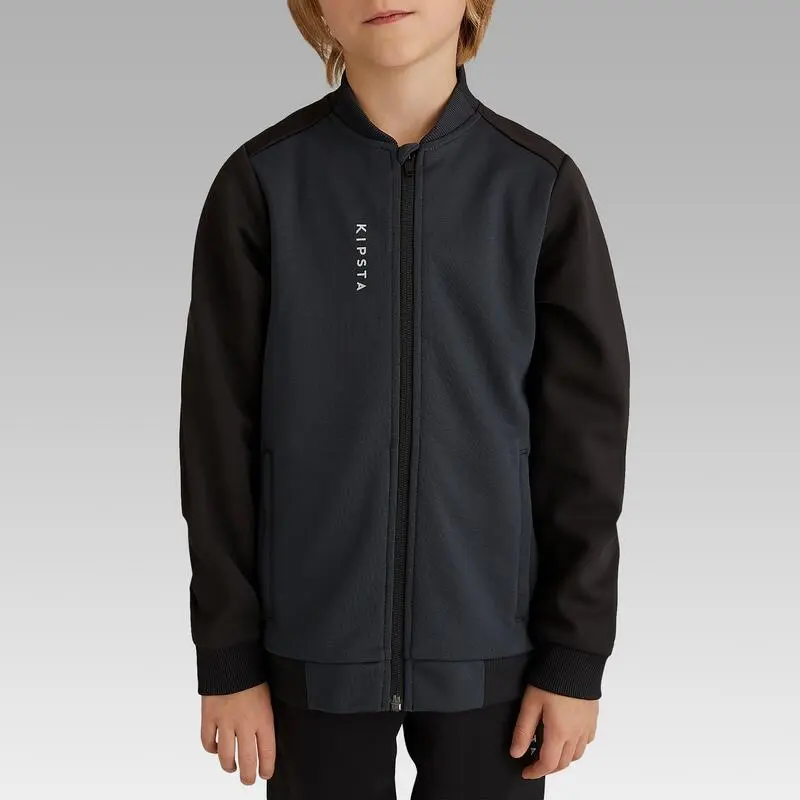 Chaqueta De Fútbol Con Cremallera Kipsta T100 Niños Negro - Ligera y Cómoda 4 Chaqueta De Fútbol Con Cremallera Kipsta T100 Niños Negro - Ligera y Cómoda - Imagen 2