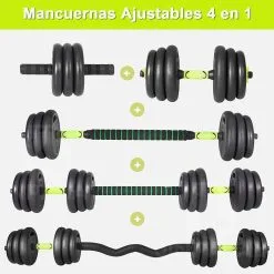 OZIO FITNESS Juego Kit 40 Kg De Mancuernas 4 En 1 MultiFit - Mancuernas y Pesas para Musculación -Running comercio juego kit 40 kg de mancuernas 4 en 1 multifit 1