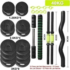 OZIO FITNESS Juego Kit 40 Kg De Mancuernas 4 En 1 MultiFit - Mancuernas y Pesas para Musculación -Running comercio juego kit 40 kg de mancuernas 4 en 1 multifit 2