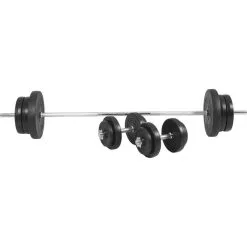 Kit de Musculación Gorilla Sports 70Kg con Discos de Plástico y Barra de 170cm - Mancuernas y Pesas para Entrenamiento en Casa -Running comercio kit de musculacion gorilla sports de 70kg discos de plastico y barra de 170cm 4