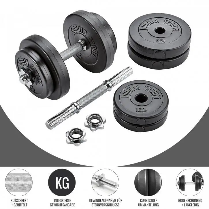 Kit Mancuernas Gorilla Sports 20Kg Diámetro 30/31 Mm - Ideal para Musculación 7 Kit Mancuernas Gorilla Sports 20Kg Diámetro 30/31 Mm - Ideal para Musculación - Imagen 5