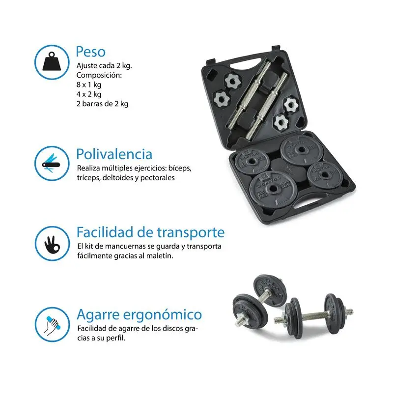 Kit Mancuernas 20 Kg Musculación Corength - Ideal para Entrenamiento en Casa o Gimnasio 3 Kit Mancuernas 20 Kg Musculación Corength - Ideal para Entrenamiento en Casa o Gimnasio