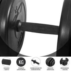 Kit de Mancuernas para Musculación Gyronetics Negro 30Kg Diámetro 25mm - Ideal para Entrenamiento en Casa o Gimnasio -Running comercio kit mancuernas musculacion gyronetics negro 30kg diametro 25mm 3
