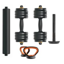 FED Kit Mancuernas V2 + Barra + Pesa Rusa, 40kg - Ideal para Musculación