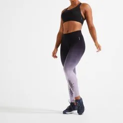 Leggings Mallas Crosstraining Mujer Domyos Cross 900 Violeta - Musculación/Ropa