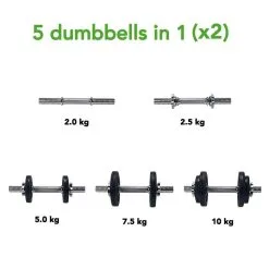 Mancuernas Tunturi 20kg - 2 Barras | Acero de Alta Calidad | Ideal para Musculación -Running comercio mancuernas tunturi 20kg 2 barras 3