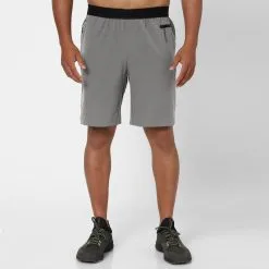 Pantalón Corto Fitness Hombre Domyos Gris - Transpirable, Bolsillos y Cremallera