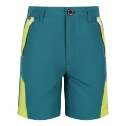 Regatta Pantalones Cortos Sorcer II Diseño Montaña para Niños/Niñas - Verde Pacífico, Kiwi - Running Niños