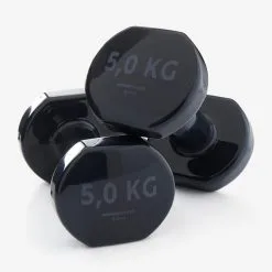 Domyos Pesas 2 X 5Kg De Vinilo - Mancuernas para Fitness, Gimnasia en Casa, Pilates - Color Negro