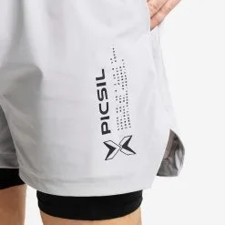 PICSIL Shorts de Compresión 2 en 1 con Malla para Hombre - Talla L - Gris - Ideales para Musculación -Running comercio shorts con malla compresion 2 en 1 hombre premium 01 l gris 3