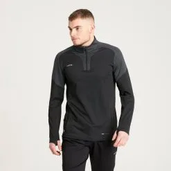 Kipsta Sudadera De Fútbol Adulto 1/2 Cremallera Viralto Gris Oscuro Y Rojo - Ropa y Equipamiento de Fútbol -Running comercio sudadera de futbol adulto 12 cremallera viralto gris carbono y negro